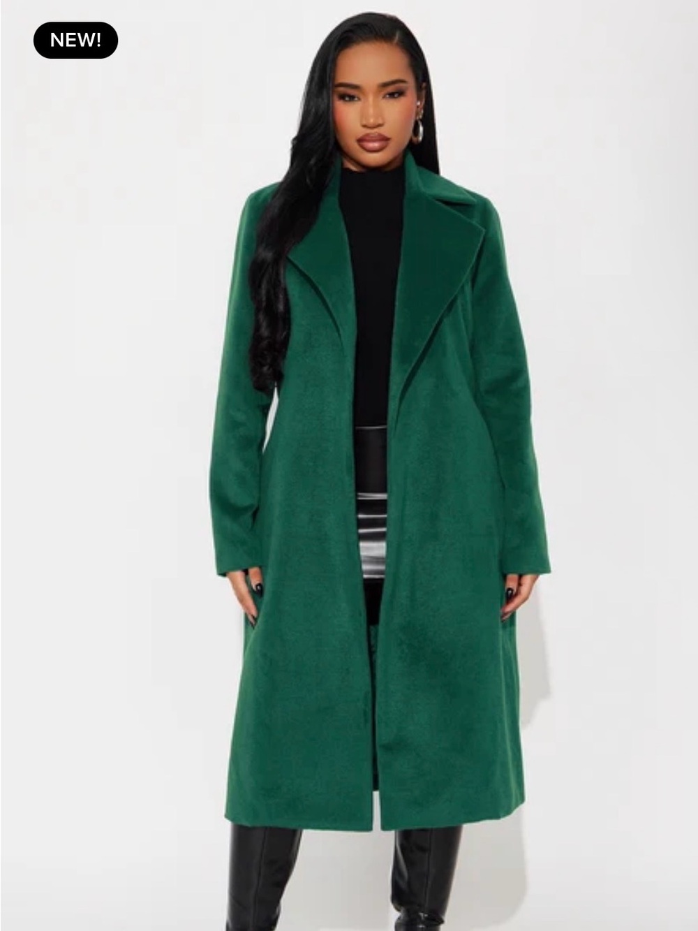 Fashion Nova Emerald Green Long Trench Coat